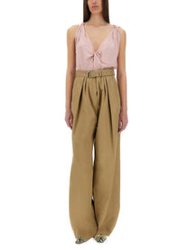 Dries Van Noten Women's Wide Leg Pants Beige Dries Van Noten