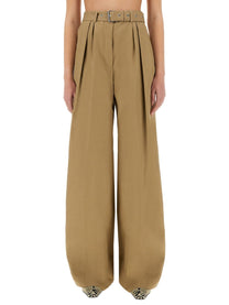 Dries Van Noten Women's Wide Leg Pants Beige Dries Van Noten