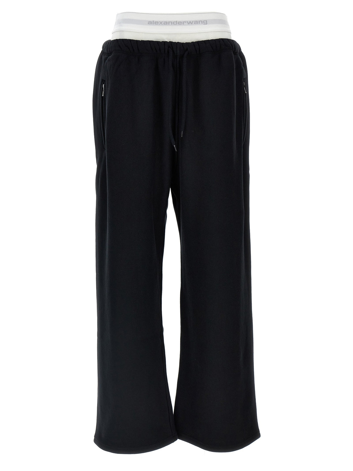 T By Alexander Wang Wide Leg Elastic Exposed Brief Joggers Black