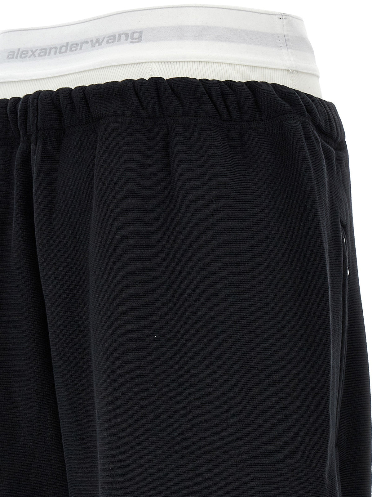 T By Alexander Wang Wide Leg Elastic Exposed Brief Joggers Black