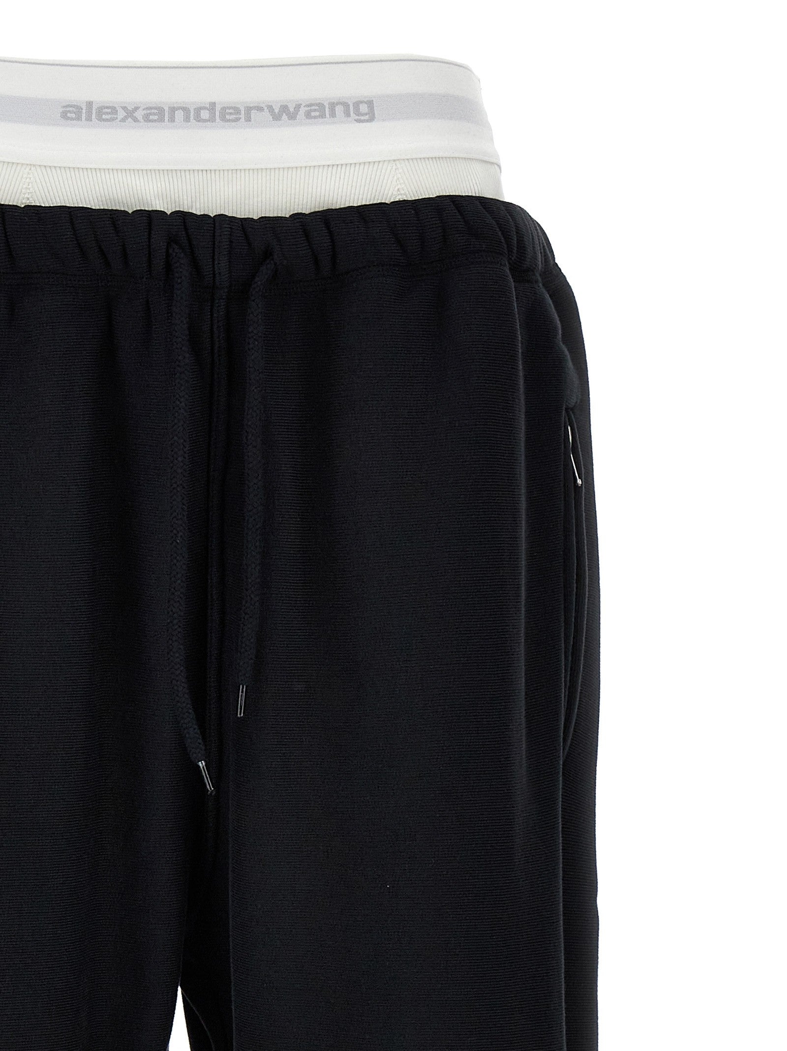 T By Alexander Wang Wide Leg Elastic Exposed Brief Joggers Black