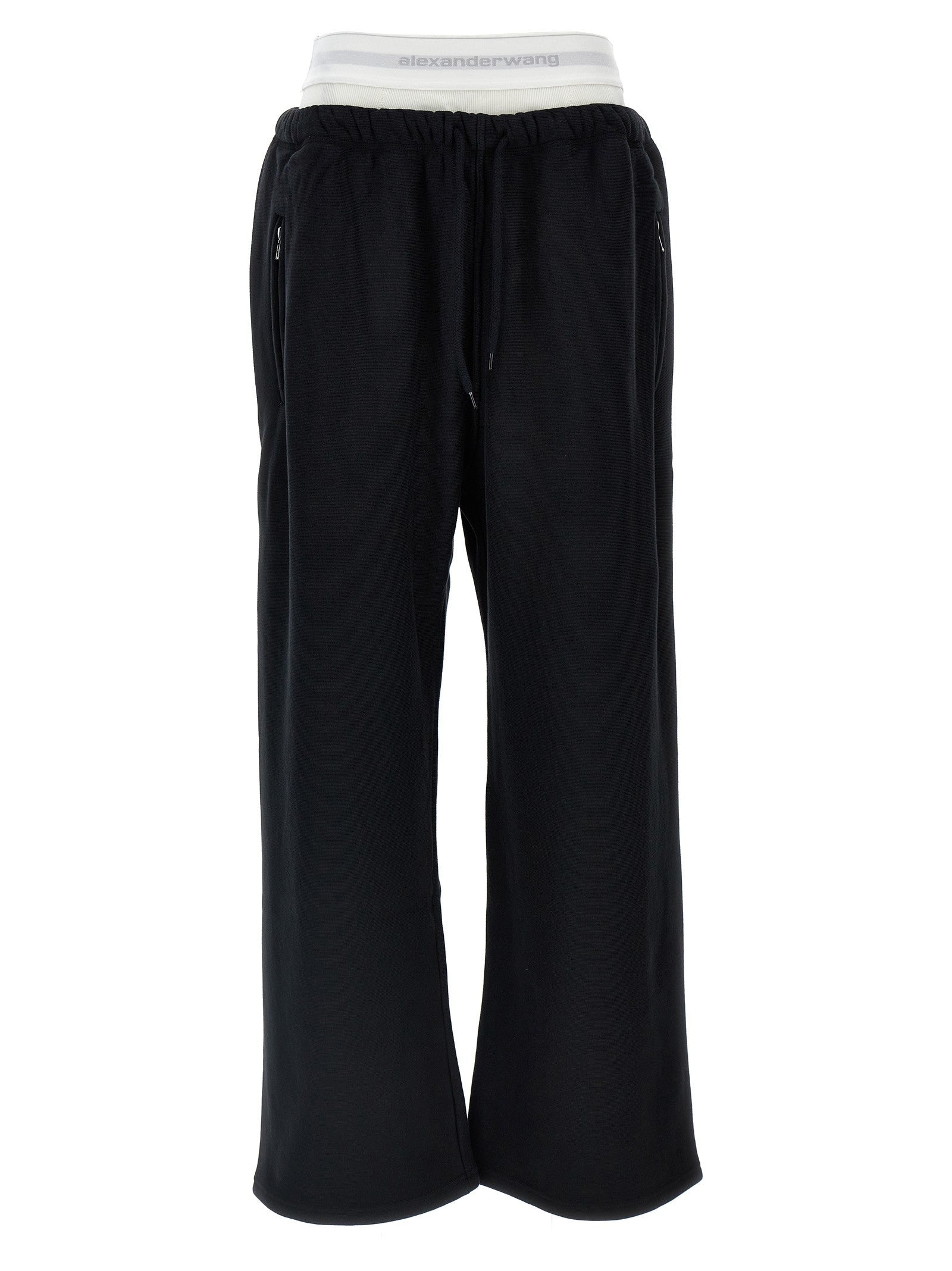 T By Alexander Wang Wide Leg Elastic Exposed Brief Joggers Black