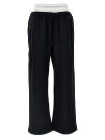 T By Alexander Wang Wide Leg Elastic Exposed Brief Joggers Black