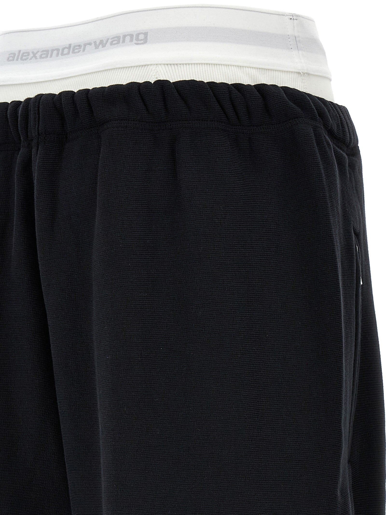 T By Alexander Wang Wide Leg Elastic Exposed Brief Joggers Black