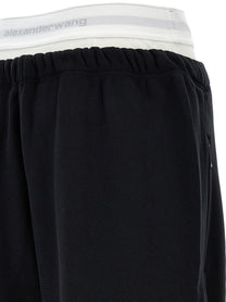 T By Alexander Wang Wide Leg Elastic Exposed Brief Joggers Black