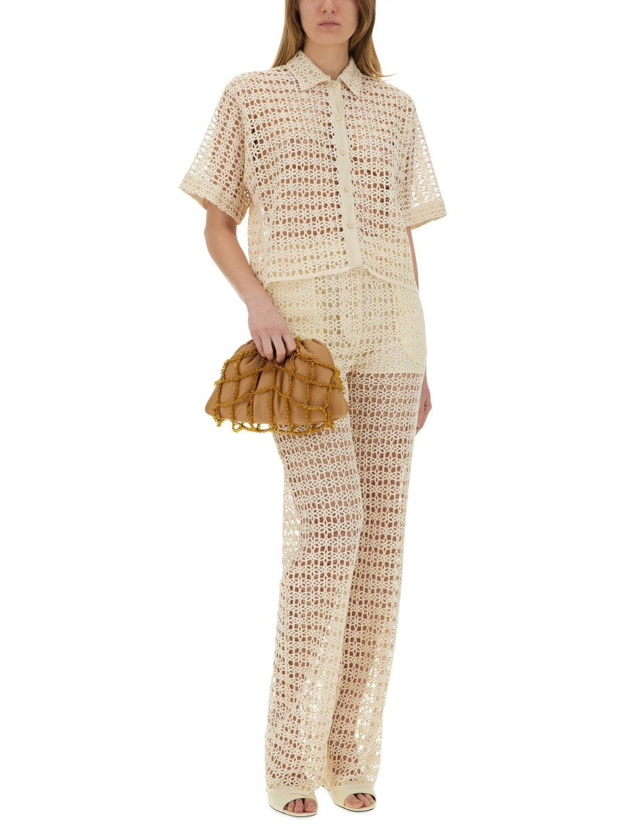 Alysi Women's Wide Macramé Pants Beige