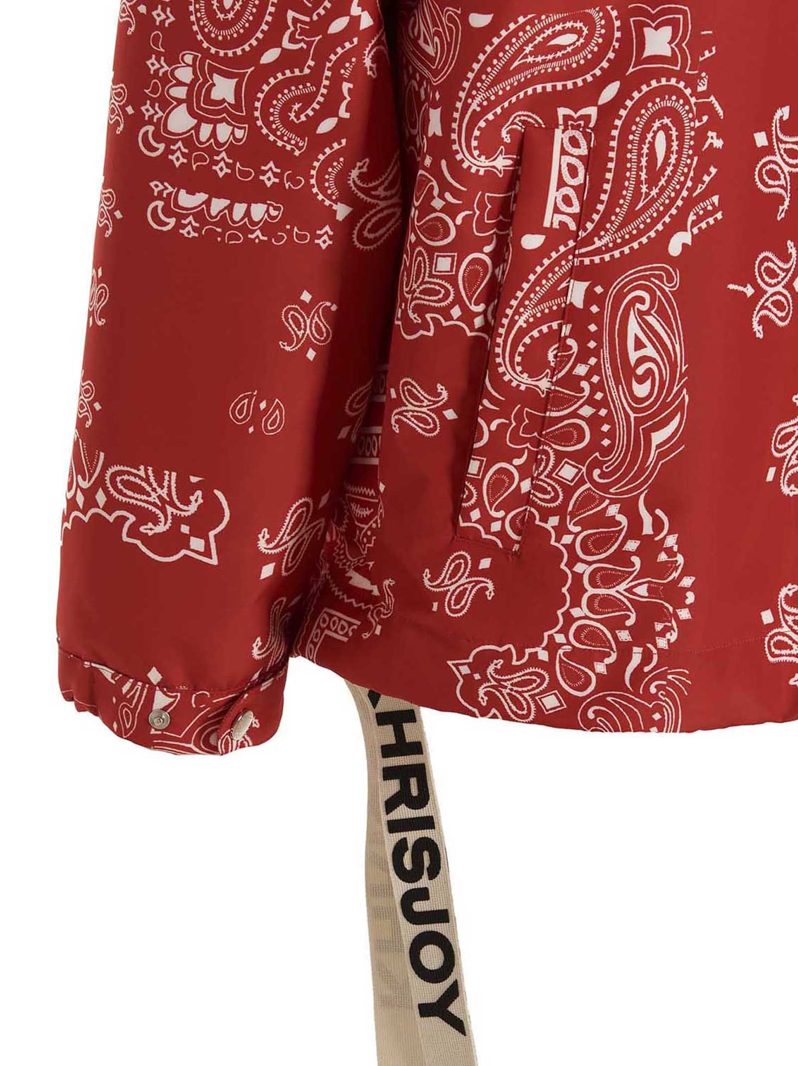 KHRISJOY Windbreaker Bandana Hood Jacket Red
