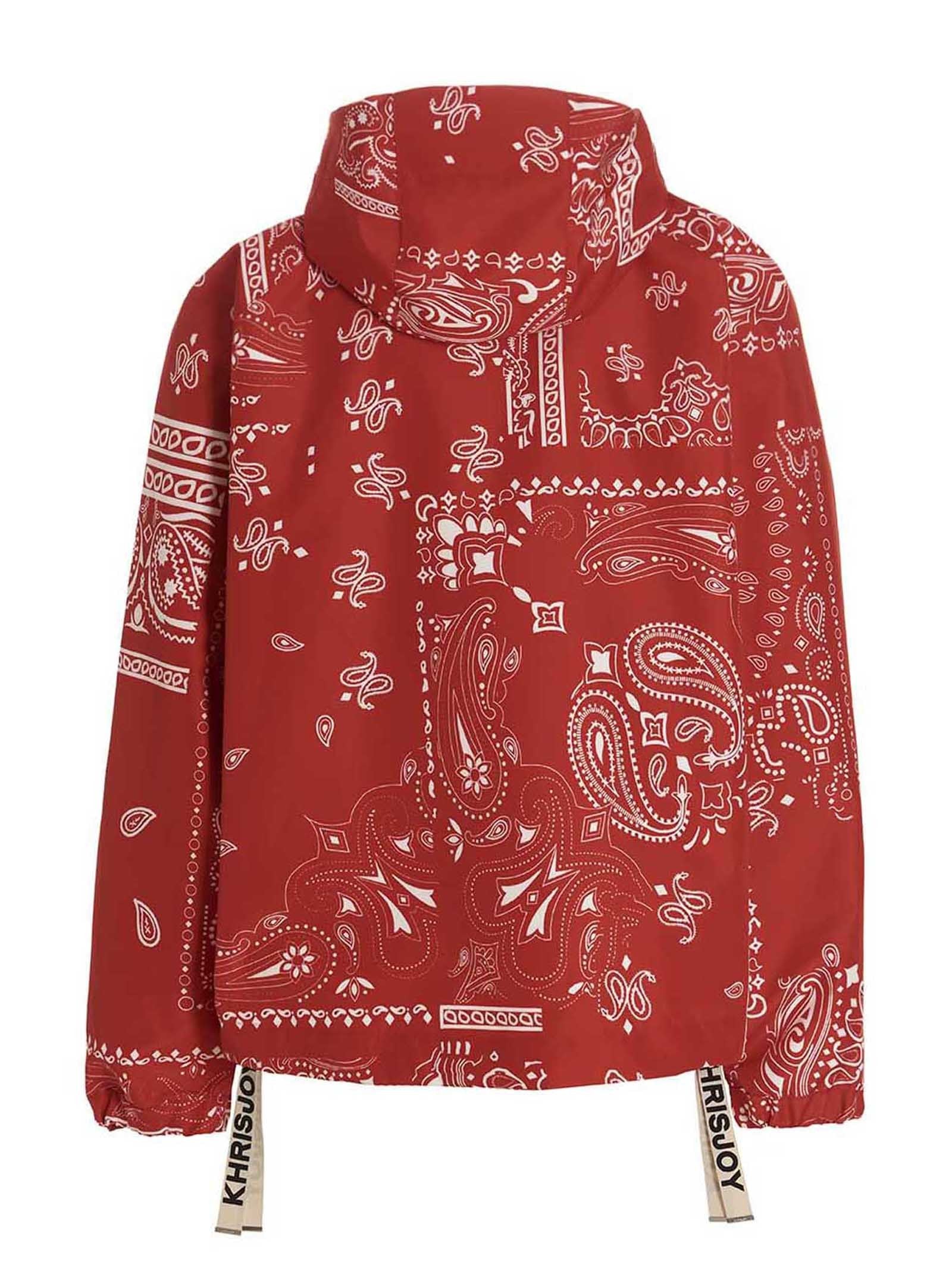 KHRISJOY Windbreaker Bandana Hood Jacket Red