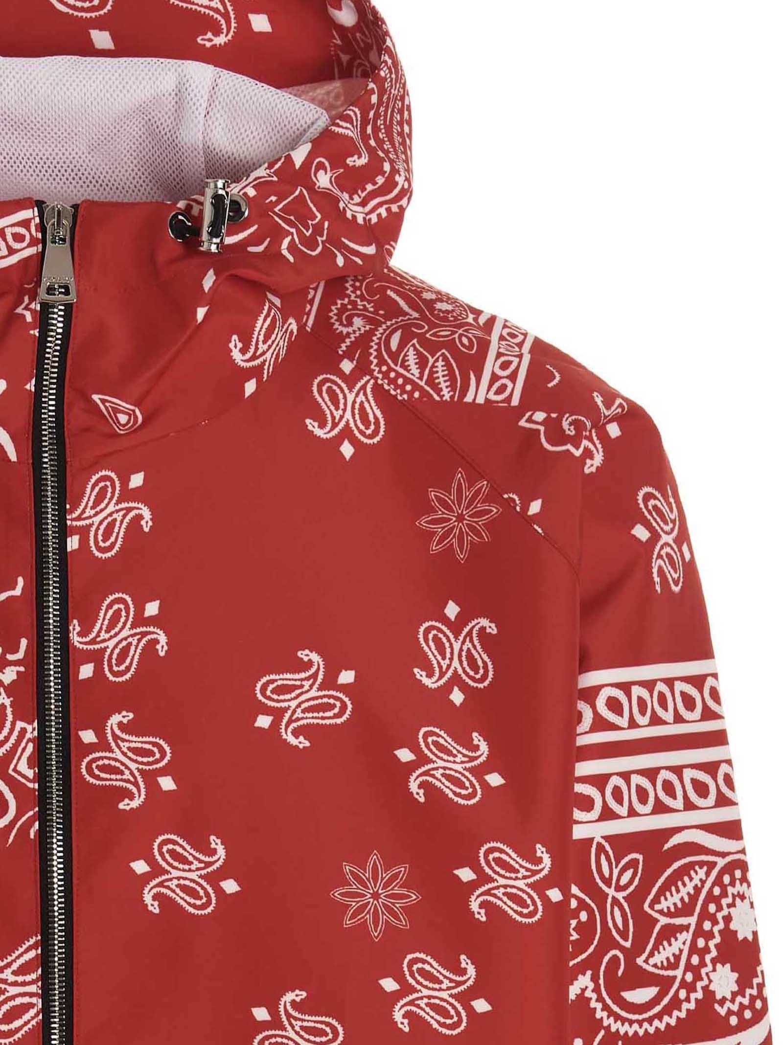 KHRISJOY Windbreaker Bandana Hood Jacket Red