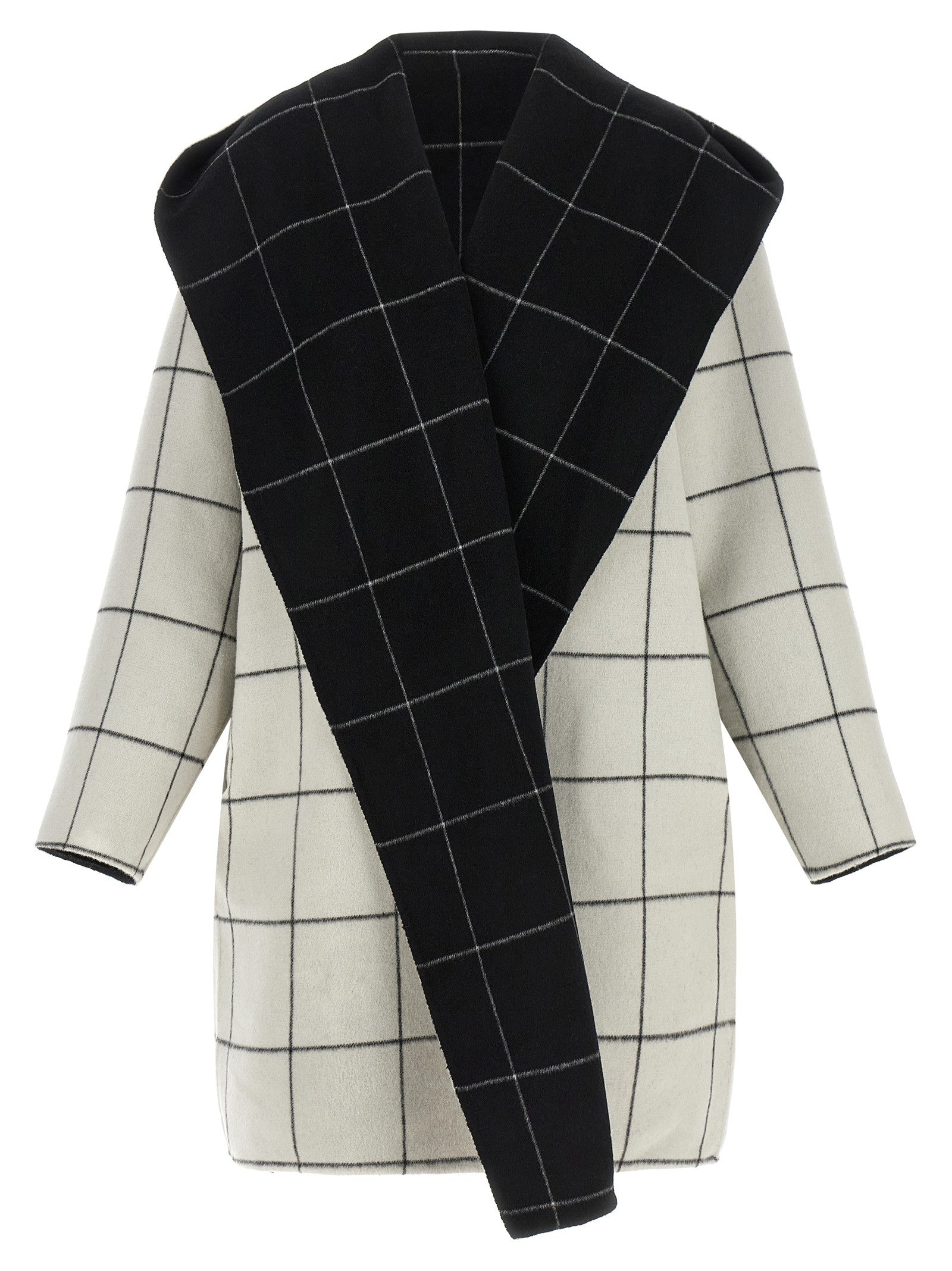 Toteme Windowpane Hoodie Revrsibile Coat White