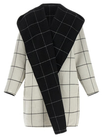 Toteme Windowpane Hoodie Revrsibile Coat White