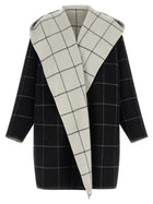 Toteme Windowpane Hoodie Revrsibile Coat White