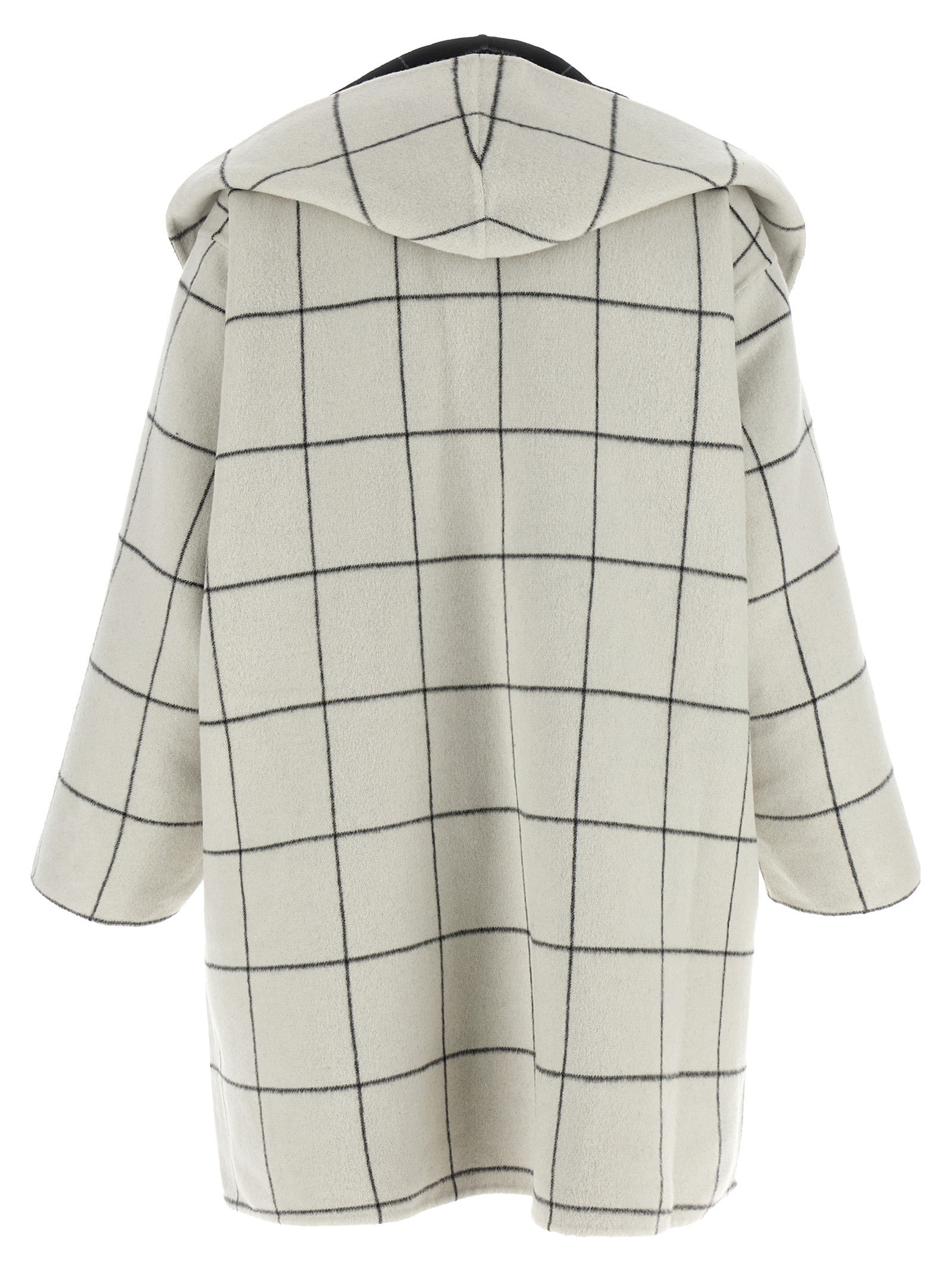 Toteme Windowpane Hoodie Revrsibile Coat White