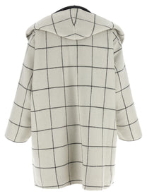 Toteme Windowpane Hoodie Revrsibile Coat White