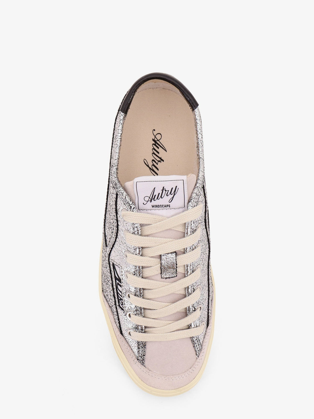 AUTRY Women's Windscape Low Silver Leather Sneakers Silver, view 5