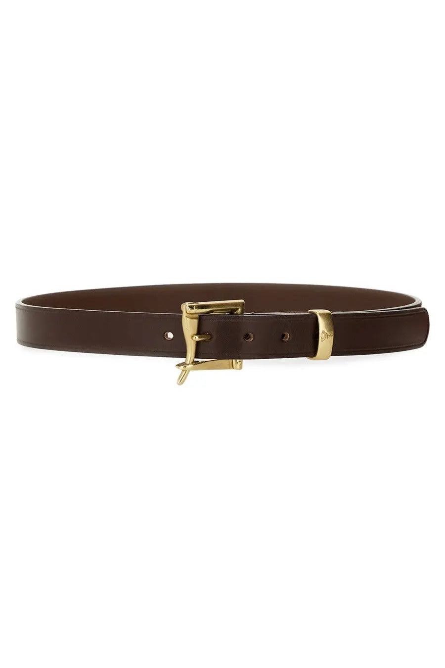 Woburn Walk men’s brown leather belt with gold-toned buckle and matching keeper for stylish wear