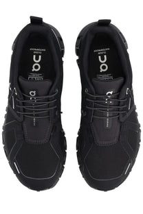 On women’s cloud sneaker black in sleek modern design with subtle white stitching details on the side