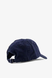 Navy blue denim baseball cap with adjustable strap from Woodbird men’s core twill cotton collection