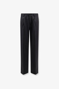 Woodbird men’s black tailored viscose blend trousers with a straight-leg cut and pleated front detail