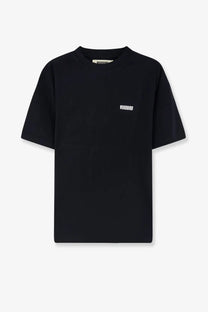 Woodbird men’s wbbaine sea organic cotton black t-shirt with short sleeves and subtle white embroidery on left chest