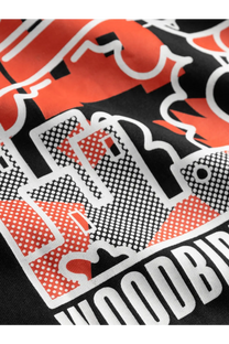 Woodbird men’s wbbaine zilla tee cotton shirt black with bold orange and white graphic print and dot matrix patterns