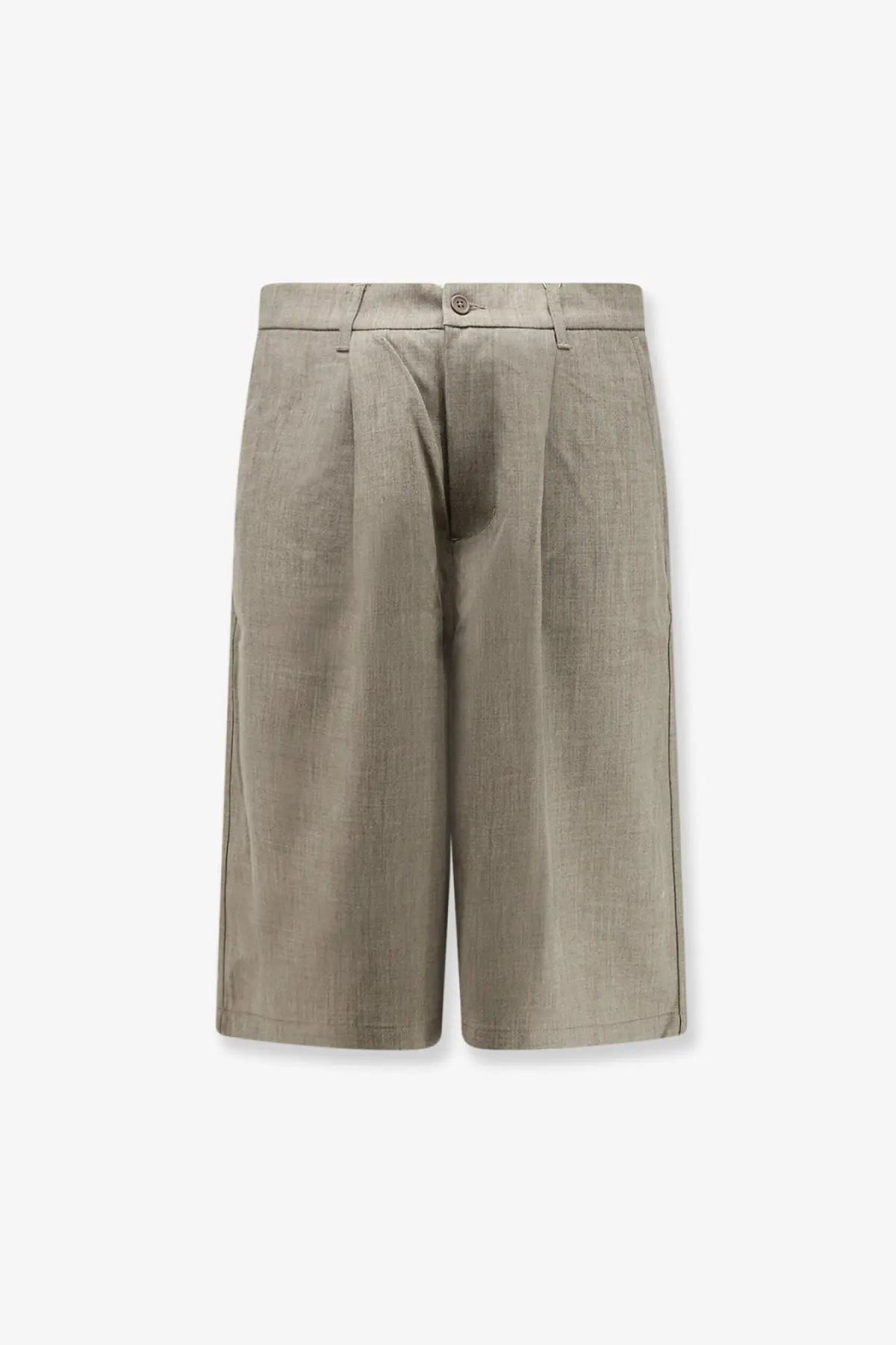 Woodbird men’s wbbin viscose blend bermuda shorts beige with beige pleated linen fabric button closure and straight-leg cut
