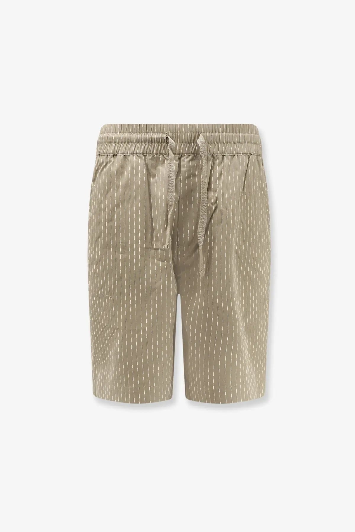 Woodbird men’s wbbommy cotton bermuda shorts beige with white vertical pinstripes and matching drawstring waistband