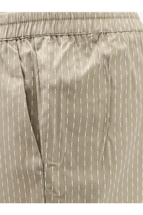 Khaki cotton bermuda shorts with white pinstripes and elastic waistband from woodbird mens wbbommy collection