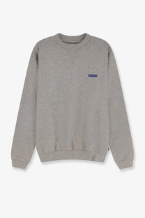 Woodbird men’s wbcane lion cotton shirt in grey with a gray heathered crewneck and blue woodbird logo on left chest