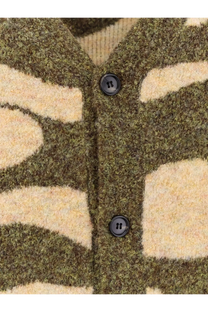 Olive and beige abstract patterned knit cardigan with black buttons by woodbird men’s wbkoon cloud cardigan green