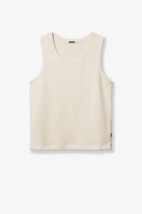 Woodbird men’s wblung viscose blend cream ribbed knit tank top with round neckline and side seam detail