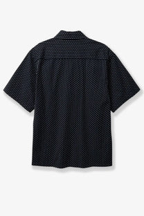 Woodbird men’s wbwang shiko blue cotton shirt with black short sleeves and subtle white vertical pinstripes