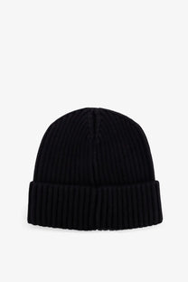 Woodbird men’s wbyeti black cotton beanie hat with ribbed knit and folded cuff for casual wear