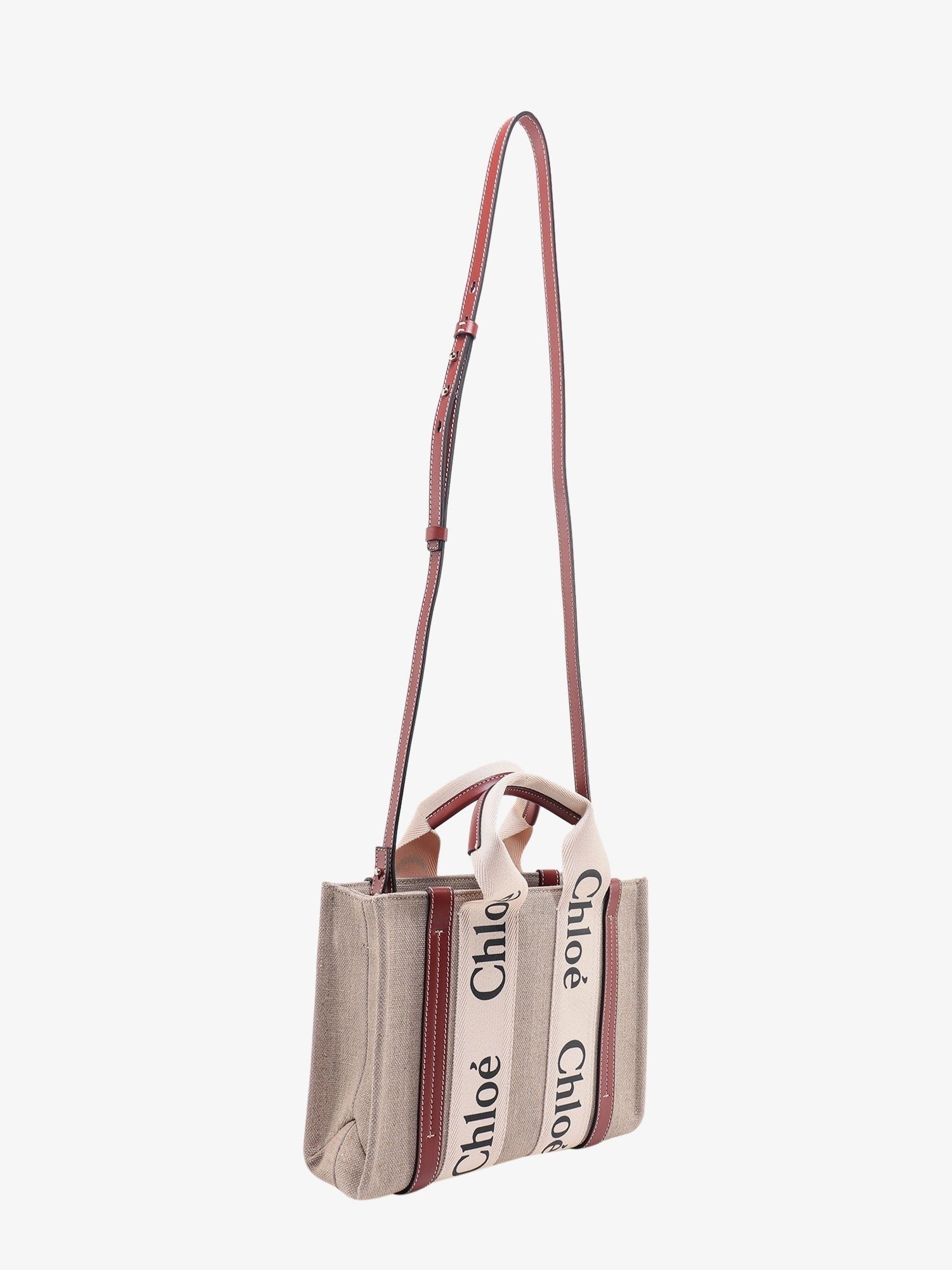 Chloé Women's Woody Linen and Leather Tote Bag White
