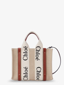 Chloé Women's Woody Linen and Leather Tote Bag White