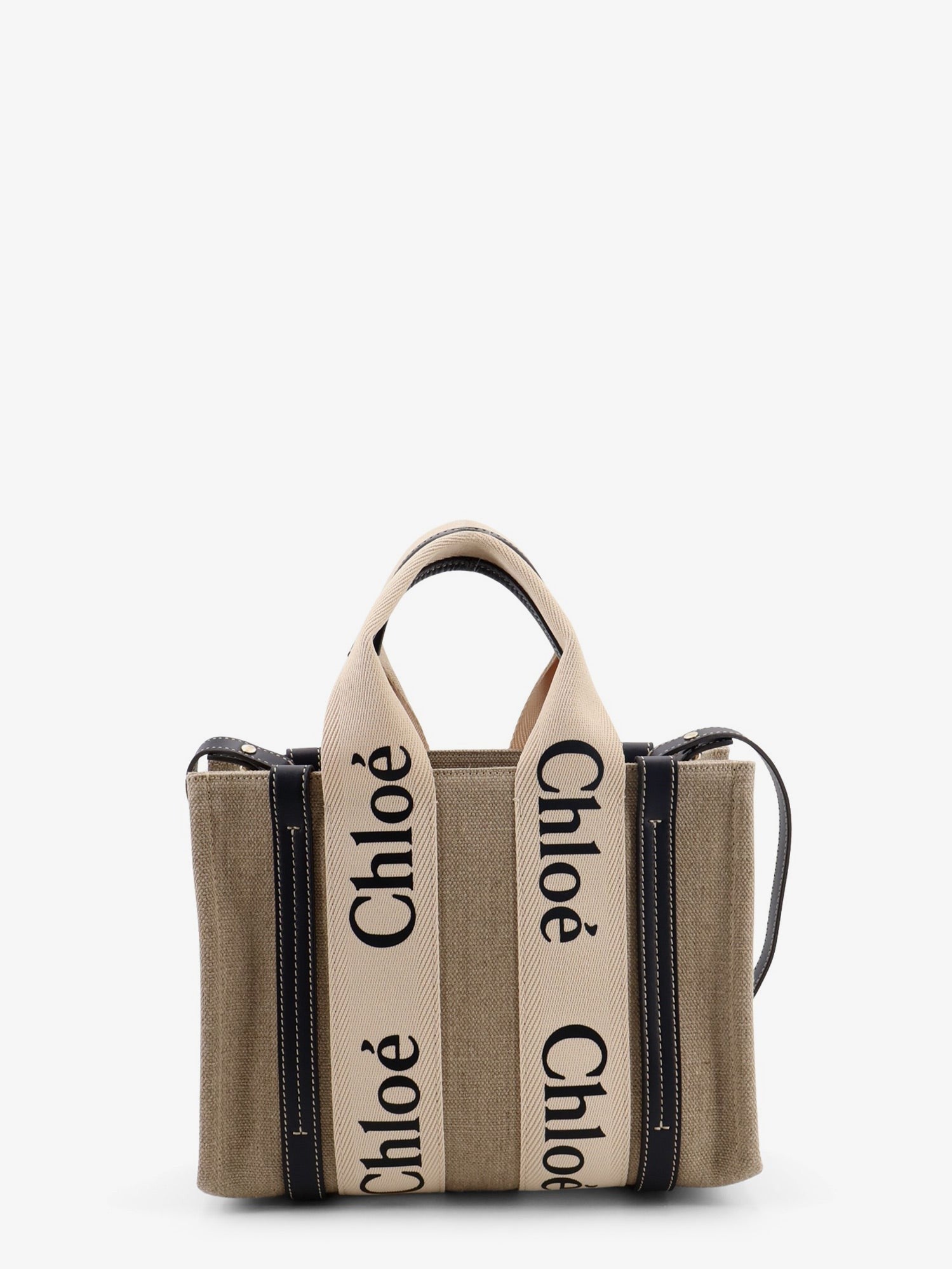 Chloé Women's Woody Linen Canvas and Leather Crossbody Bag White