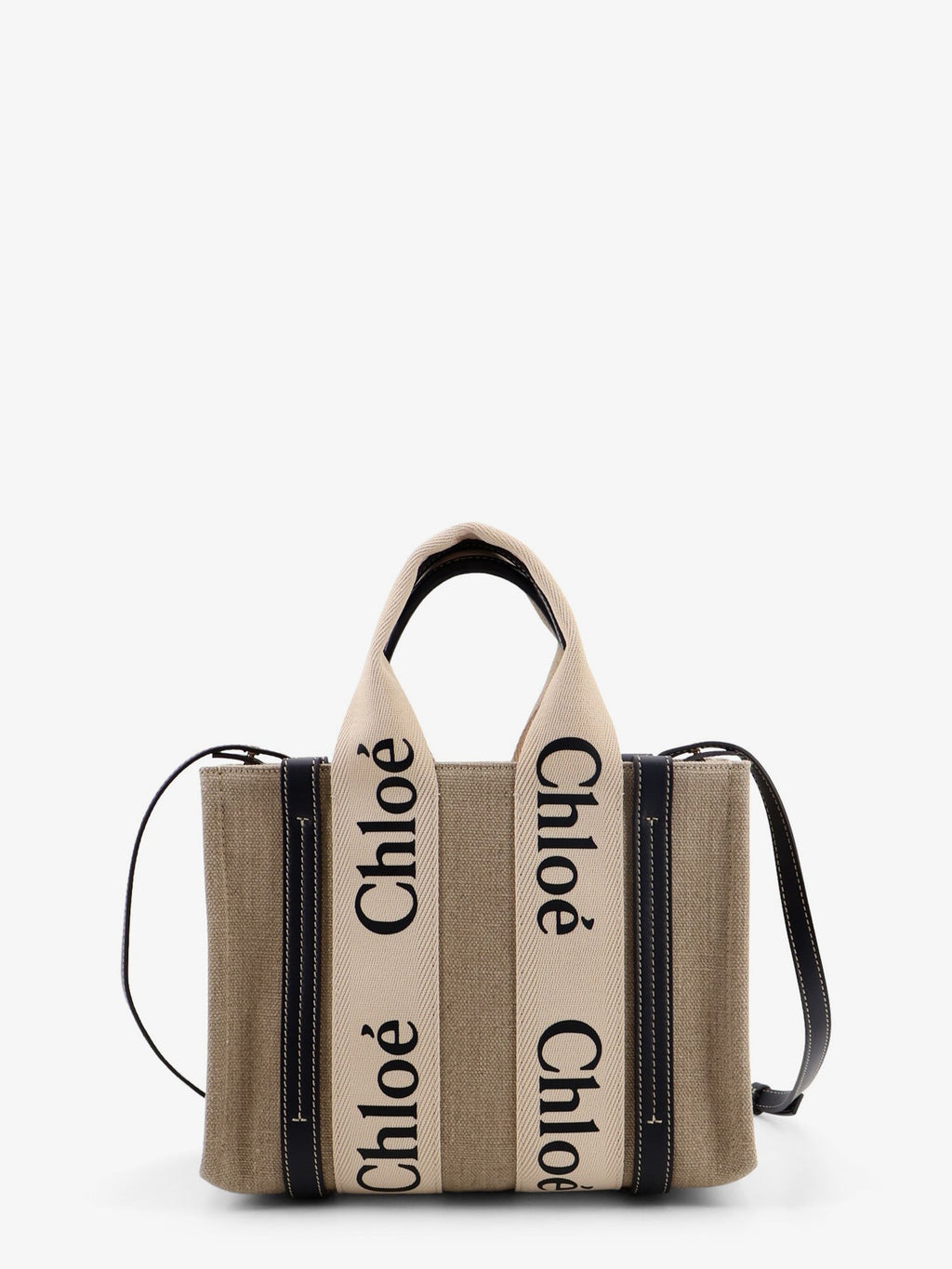 Chloé Women's Woody Linen Canvas and Leather Crossbody Bag White