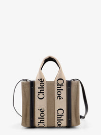 Chloé Women's Woody Linen Canvas and Leather Crossbody Bag White
