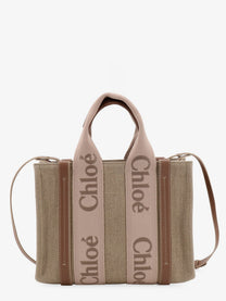 Chloé Women's Woody Linen Canvas and Leather Crossbody Bag Beige
