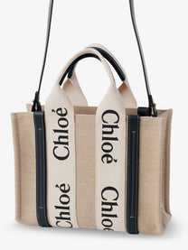 Chloé Women's Woody Linen Canvas and Leather Crossbody Bag White