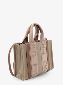 Chloé Women's Woody Linen Canvas and Leather Crossbody Bag Beige
