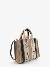 Chloé Women's Woody Linen Canvas and Leather Crossbody Bag White