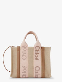 Chloé Women's Woody Linen Canvas and Leather Crossbody Bag Beige