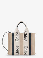 Chloé Women's Woody Linen Canvas and Leather Crossbody Bag White, view 2