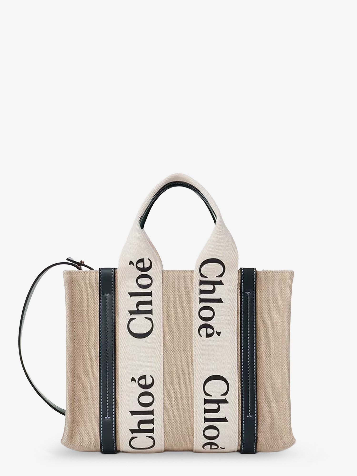Chloé Women's Woody Linen Canvas and Leather Crossbody Bag White