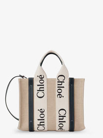 Chloé Women's Woody Linen Canvas and Leather Crossbody Bag White