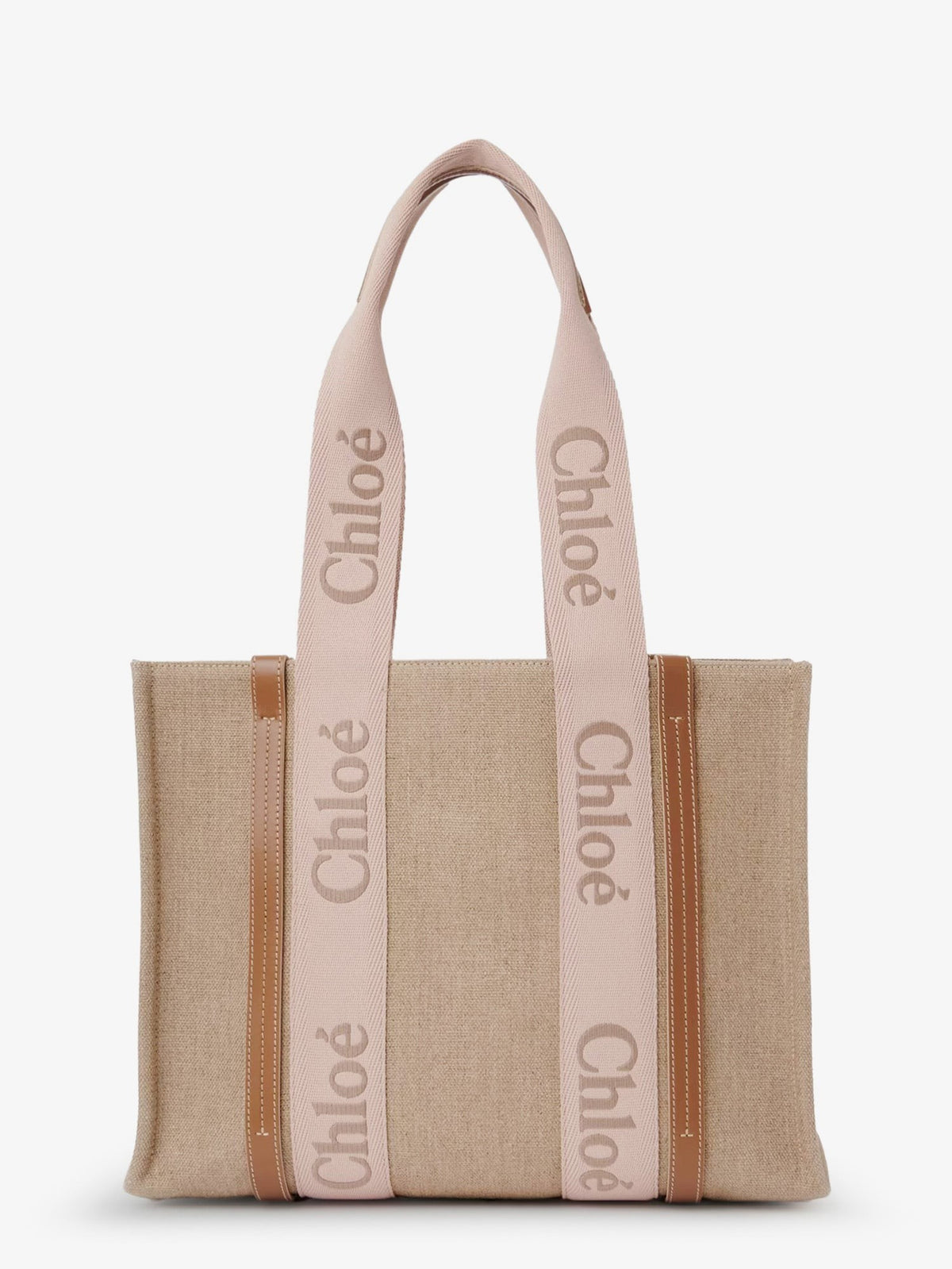 Chloé Women's Woody Linen Shoulder Bag Beige, view 2