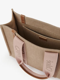 Chloé Women's Woody Linen Shoulder Bag Beige