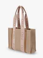 Chloé Women's Woody Linen Shoulder Bag Beige, view 3