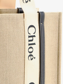 Chloé Women's Woody Linen Shoulder Bag White